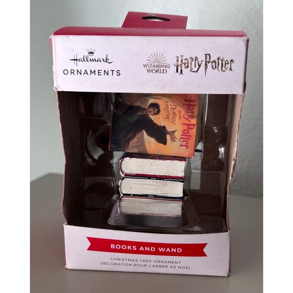 Hallmark Harry Potter Books & Wand Christmas Tree Ornament Wizarding World - Picture 1 of 4